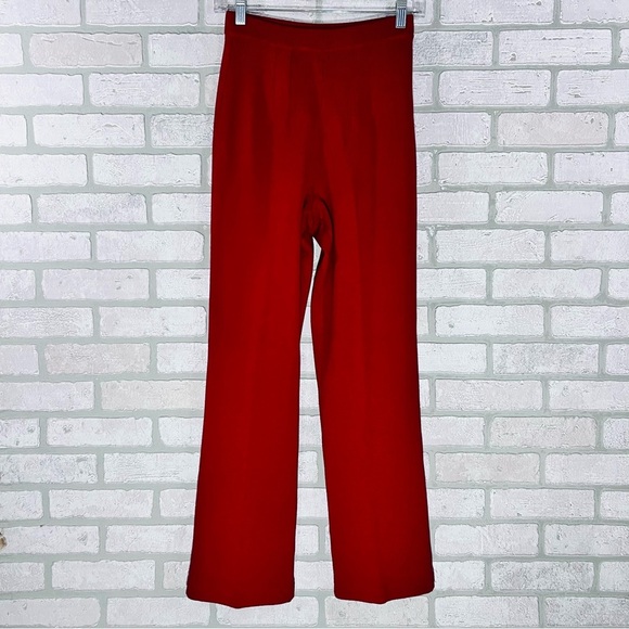 St. John Collection Santana Knit High Waist Straight Leg Pants in Red Size 2 - Picture 1 of 7